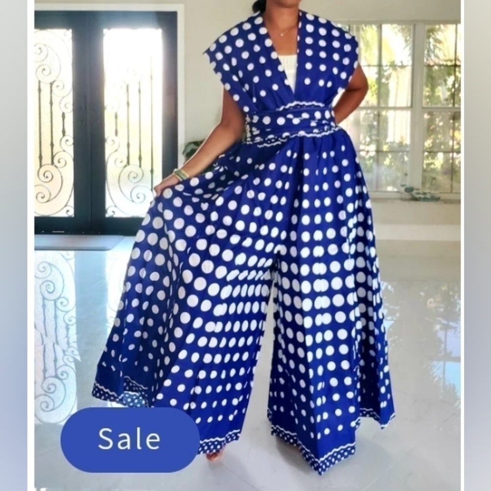 AFRICAN PRINT INFINITY PALAZZO  WIDE LEG JUMPER PANTS / HEADSCARF